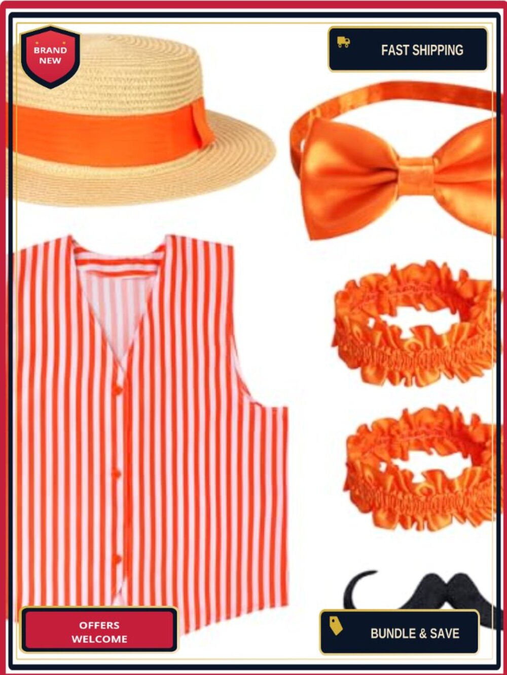 Adult 6 Piece Barbershop Quartet Costume Set 1920s Roaring Vintage